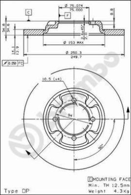 08.3109.10 Brzdový kotouč PRIME LINE BREMBO