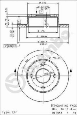 08.4946.20 Brzdový kotouč PRIME LINE BREMBO