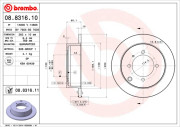 08.8316.10 Brzdový kotouč PRIME LINE BREMBO