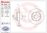 08.8705.10 Brzdový kotouč PRIME LINE BREMBO