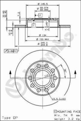 08.9136.11 Brzdový kotouč COATED DISC LINE BREMBO