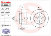 08.D225.11 Brzdový kotouč COATED DISC LINE BREMBO