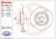 08.C208.21 Brzdový kotouč COATED DISC LINE BREMBO