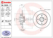 08.D205.17 Brzdový kotouč BEARING DISC LINE BREMBO