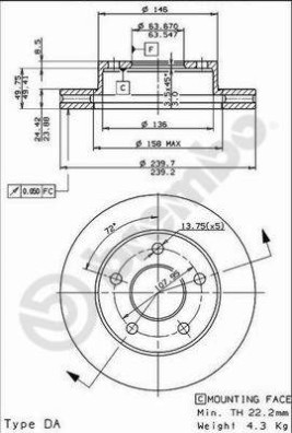 09.4914.40 Brzdový kotouč PRIME LINE BREMBO