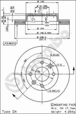 09.4925.10 Brzdový kotouč PRIME LINE BREMBO