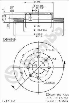 09.4925.20 Brzdový kotouč PRIME LINE BREMBO