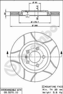 09.5570.75 Brzdový kotouč BREMBO MAX LINE BREMBO