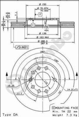 09.6997.21 Brzdový kotouč COATED DISC LINE BREMBO