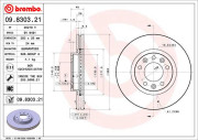 09.8303.21 Brzdový kotouč COATED DISC LINE BREMBO