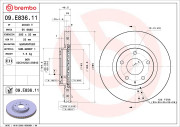 09.E836.11 Brzdový kotouč COATED DISC LINE BREMBO