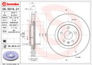 09.N316.21 Brzdový kotouč COATED DISC LINE BREMBO