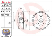 14.E310.50 Brzdový buben ESSENTIAL LINE - With Bearing Kit BREMBO