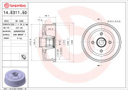 14.E311.50 Brzdový buben ESSENTIAL LINE - With Bearing Kit BREMBO