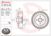 14.E312.60 Brzdový buben ESSENTIAL LINE - With Bearing Kit BREMBO