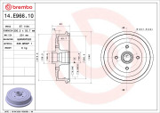 14.E966.10 Brzdový buben ESSENTIAL LINE BREMBO