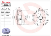 14.E969.10 Brzdový buben ESSENTIAL LINE BREMBO