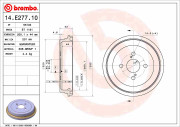 14.E277.10 Brzdový buben ESSENTIAL LINE BREMBO