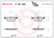 P 06 025 Sada brzdových destiček, kotoučová brzda PRIME LINE BREMBO