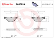 P06025N Sada brzdových destiček, kotoučová brzda PRIME LINE - Ceramic BREMBO