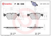 P 06 036 Sada brzdových destiček, kotoučová brzda PRIME LINE BREMBO