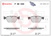 P 06 040 Sada brzdových destiček, kotoučová brzda PRIME LINE BREMBO