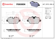 P06080N Sada brzdových destiček, kotoučová brzda BREMBO NAO LINE BREMBO