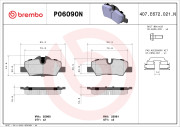P06090N Sada brzdových destiček, kotoučová brzda BREMBO NAO LINE BREMBO