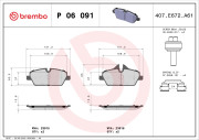 P 06 091 Sada brzdových destiček, kotoučová brzda PRIME LINE BREMBO