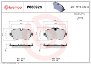 P06092N Sada brzdových destiček, kotoučová brzda BREMBO NAO LINE BREMBO