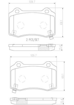 P09022N Sada brzdových destiček, kotoučová brzda BREMBO NAO LINE BREMBO