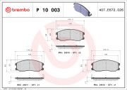 P 10 003 Sada brzdových destiček, kotoučová brzda PRIME LINE BREMBO