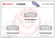 P10003N Sada brzdových destiček, kotoučová brzda PRIME LINE - Ceramic BREMBO