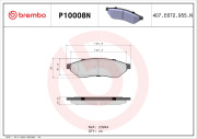 P10008N Sada brzdových destiček, kotoučová brzda PRIME LINE - Ceramic BREMBO