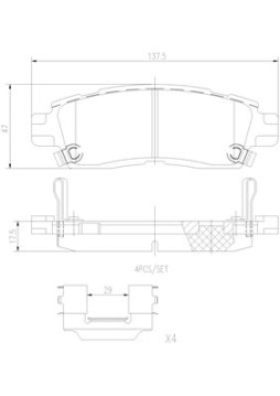 P10010N Sada brzdových destiček, kotoučová brzda BREMBO NAO LINE BREMBO