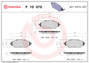 P 10 070 Sada brzdových destiček, kotoučová brzda PRIME LINE BREMBO