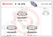 P 10 073 Sada brzdových destiček, kotoučová brzda PRIME LINE BREMBO