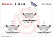 P 11 014 Sada brzdových destiček, kotoučová brzda PRIME LINE BREMBO