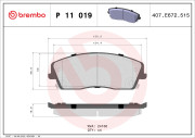 P 11 019 Sada brzdových destiček, kotoučová brzda PRIME LINE BREMBO