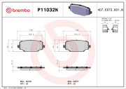P11032N Sada brzdových destiček, kotoučová brzda BREMBO NAO LINE BREMBO