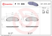 P 11 035 Sada brzdových destiček, kotoučová brzda PRIME LINE BREMBO