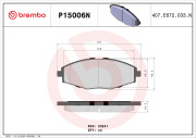 P15006N Sada brzdových destiček, kotoučová brzda PRIME LINE - Ceramic BREMBO