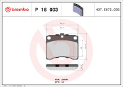 P 16 003 Sada brzdových destiček, kotoučová brzda PRIME LINE BREMBO