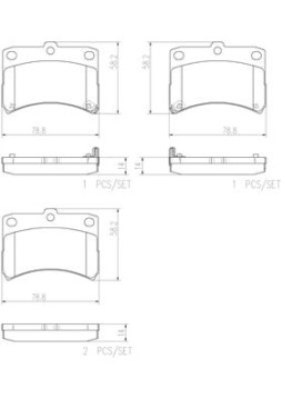 P16009N Sada brzdových destiček, kotoučová brzda BREMBO NAO LINE, DIRECTIONAL BRAKE PADS BREMBO