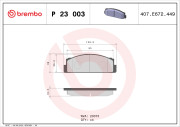 P 23 003 Sada brzdových destiček, kotoučová brzda PRIME LINE BREMBO