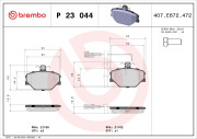 P 23 044 Sada brzdových destiček, kotoučová brzda PRIME LINE BREMBO