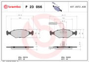 P 23 056 Sada brzdových destiček, kotoučová brzda PRIME LINE BREMBO