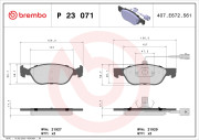 P 23 071 Sada brzdových destiček, kotoučová brzda PRIME LINE BREMBO