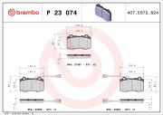 P 23 074 Sada brzdových destiček, kotoučová brzda PRIME LINE BREMBO