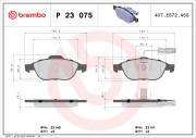 P 23 075 Sada brzdových destiček, kotoučová brzda PRIME LINE BREMBO